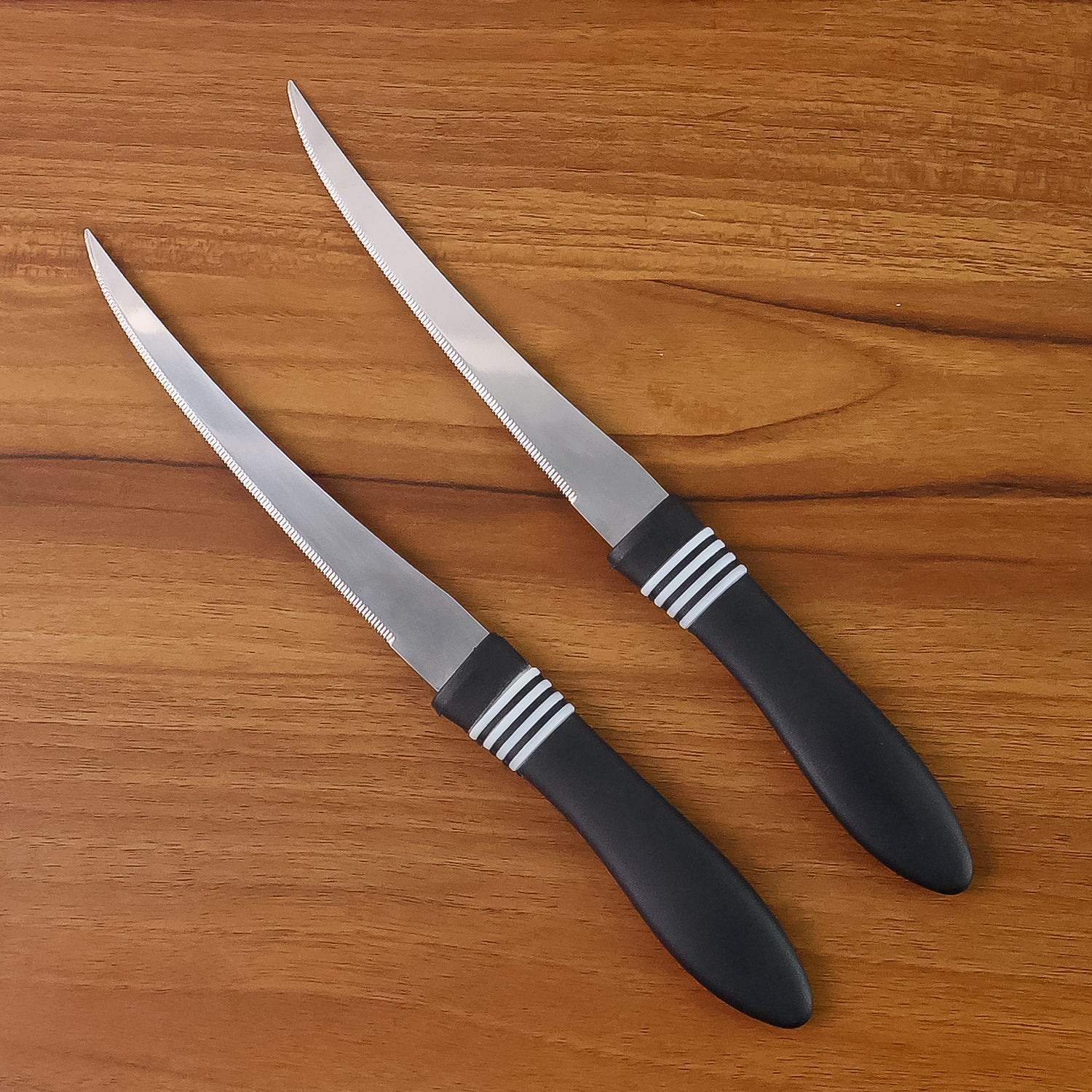 Premium Curved Serrated Stainless Steel Kitchen Knife Set (Mix Color & 2 Pc) Premium Curved Serrated Stainless Steel Kitchen Knife Set (Mix Color & 2 Pc)